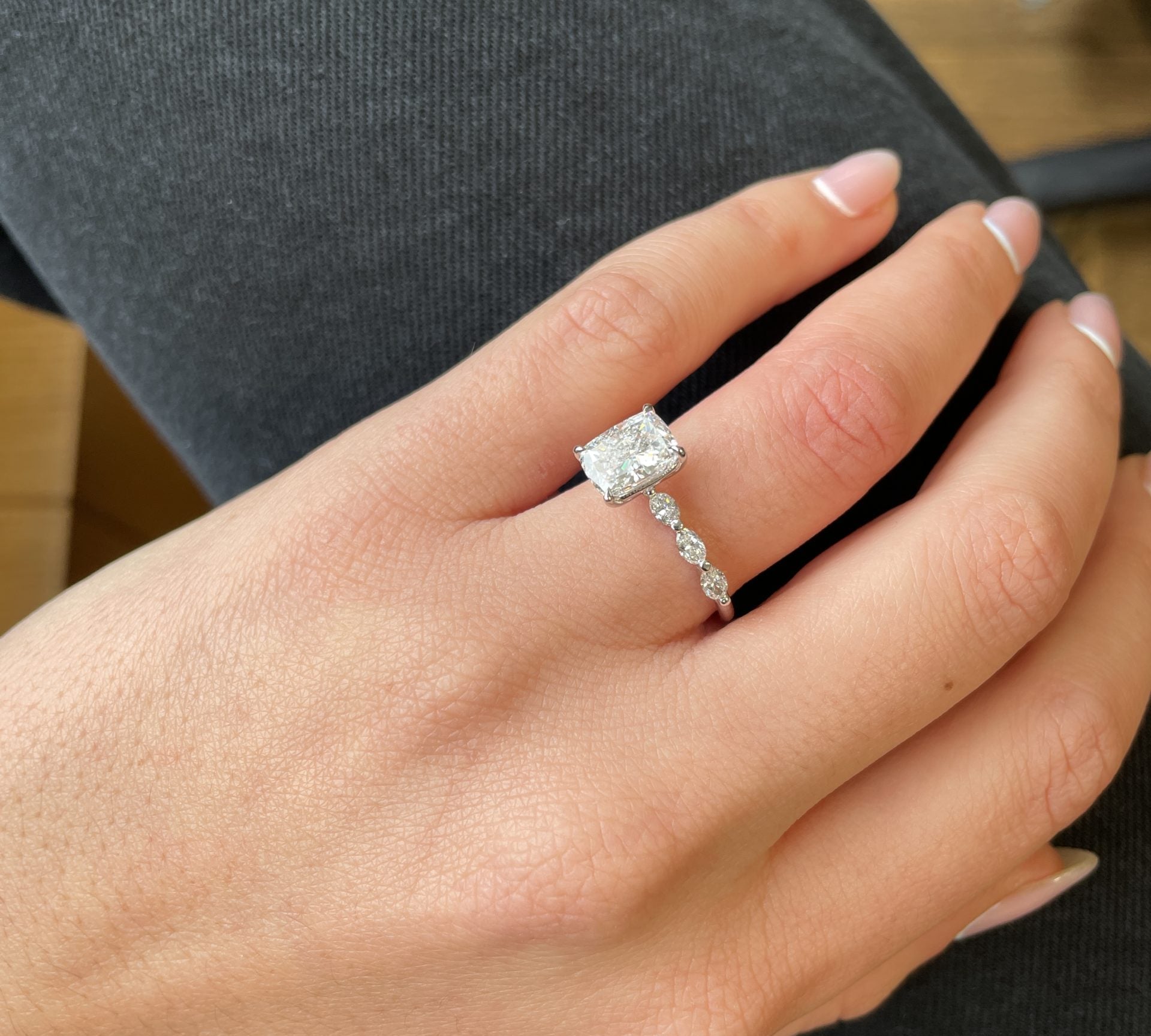 Cushion Cut Pave Lab Grown Diamond Engagement Ring