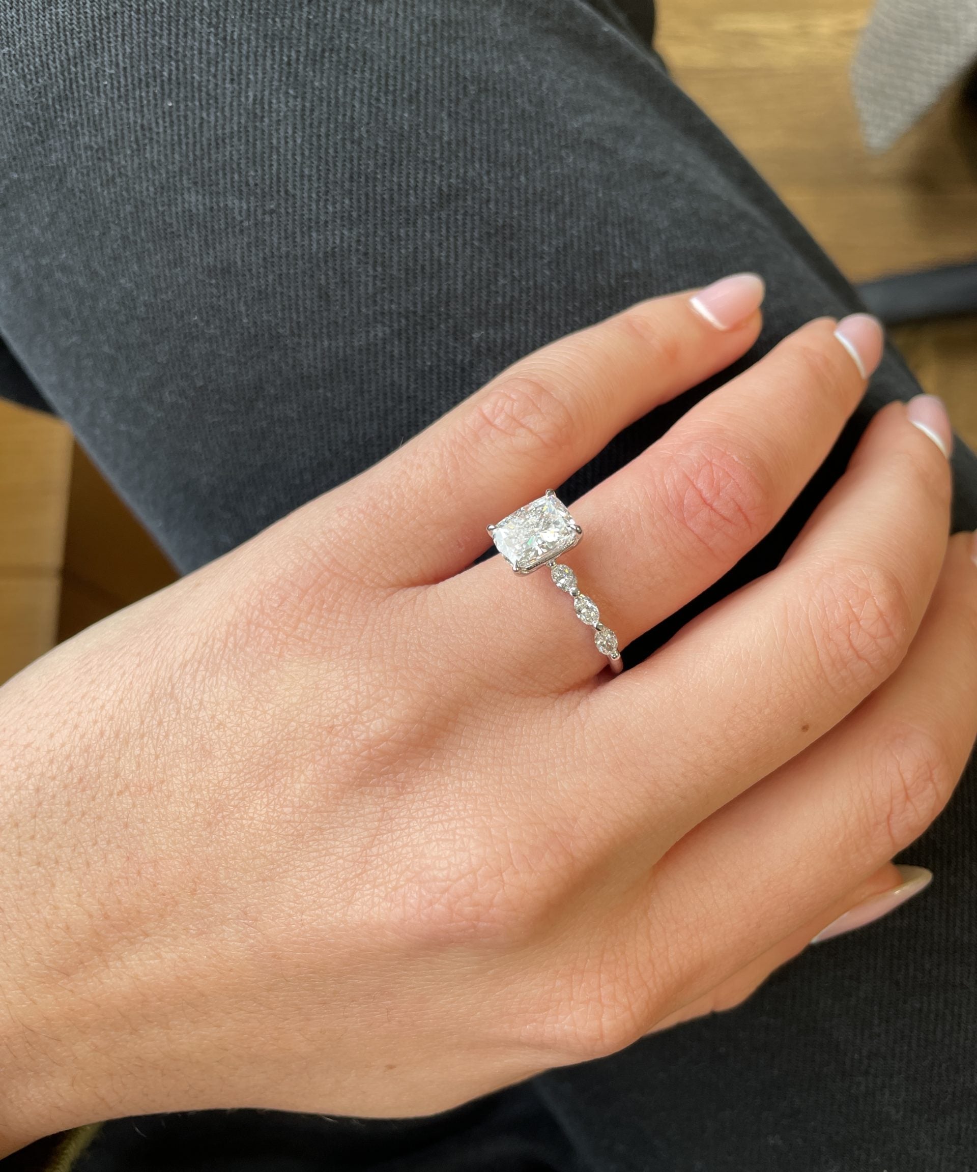 Cushion Cut Pave Lab Grown Diamond Engagement Ring