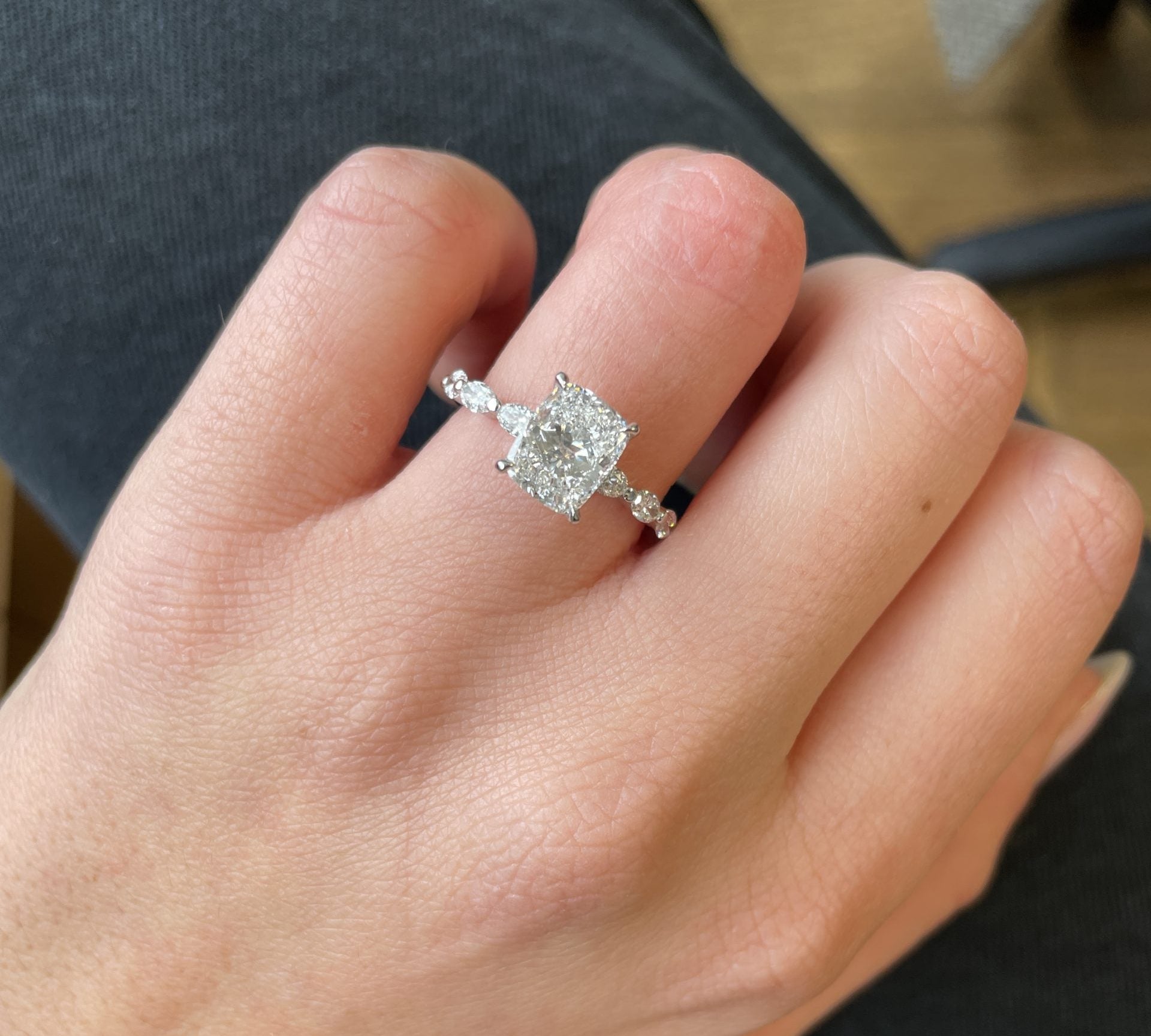 Cushion Cut Pave Lab Grown Diamond Engagement Ring