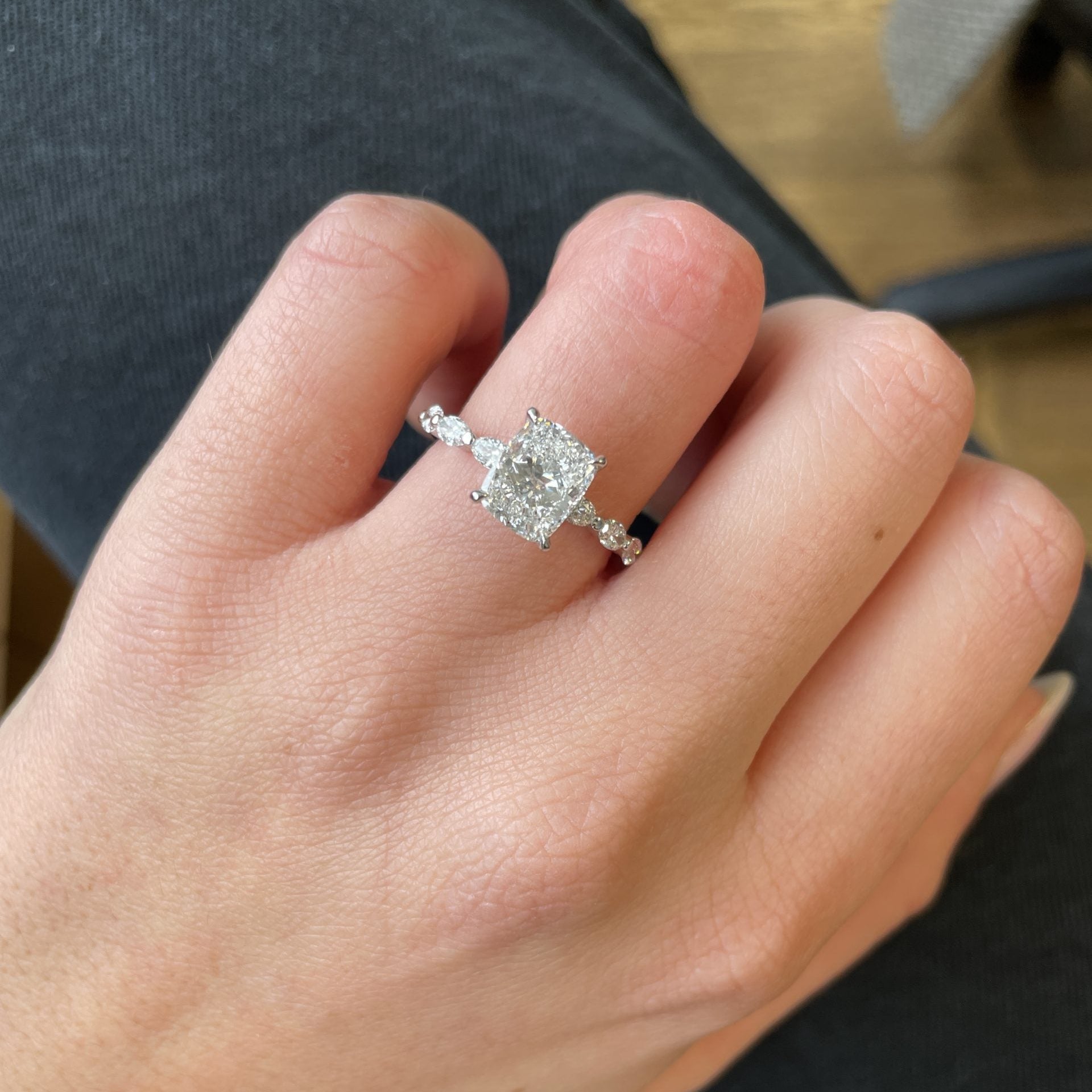 Cushion Cut Pave Lab Grown Diamond Engagement Ring