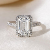 Emerald Lab Grown Diamond Pave & Halo Style Engagement Ring