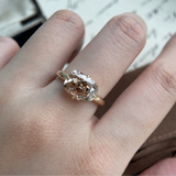 4.01 Champagne Old Mine Cushion Lab Grown Diamond Ring