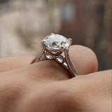 Round Lab Grown Diamond Cathedral Engagement Ring