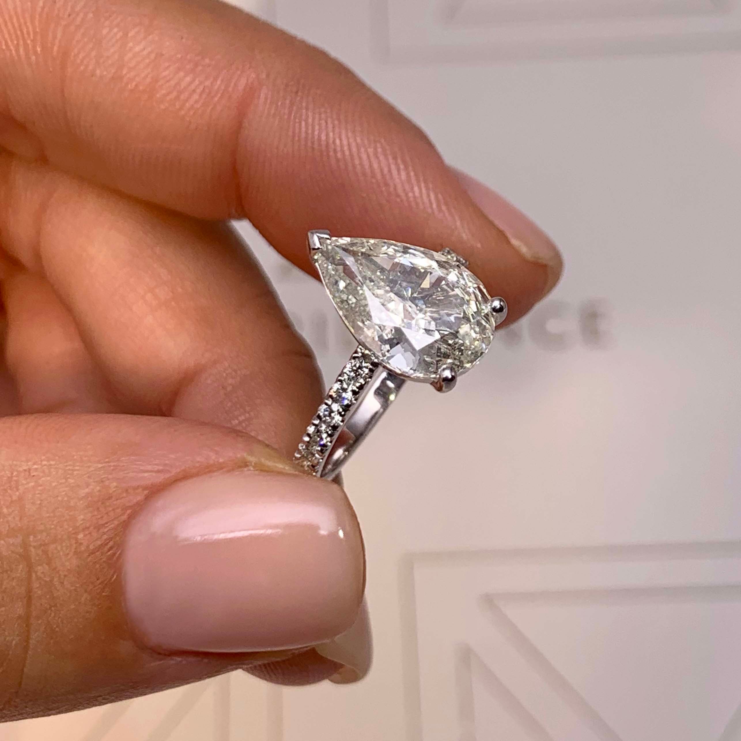 5.0 CT Pear Solitaire CVD F/VS2 Diamond Engagement Ring 4