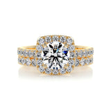 1.50 CT Round Halo CVD F/VS Diamond Bridal Ring Set 8