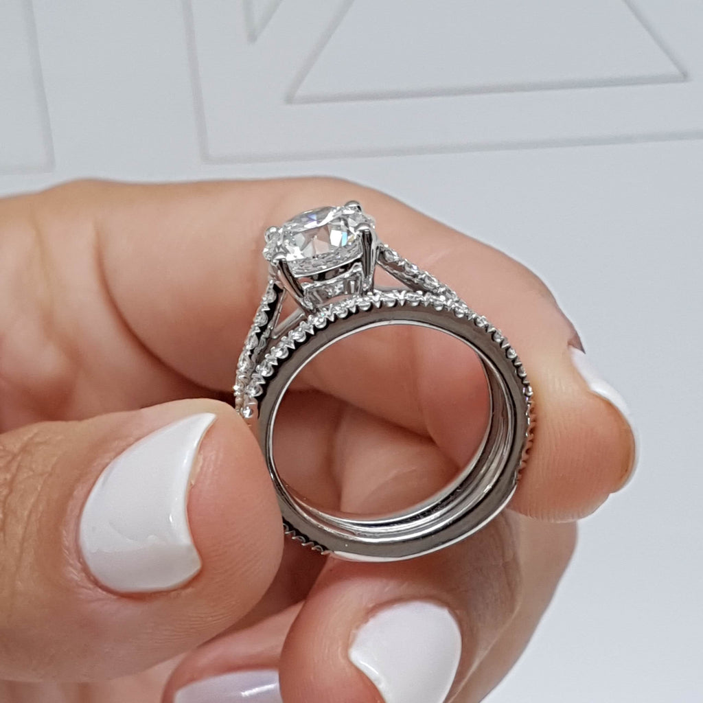 1.50 CT Round Solitaire CVD F/VS Diamond Bridal Ring Set 4