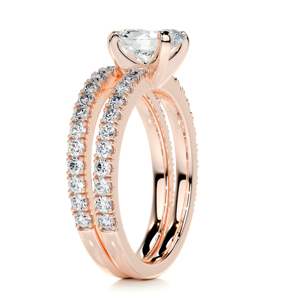 1.0 CT Oval Solitaire CVD F/VS Diamond Bridal Ring Set 16