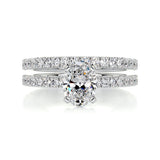 1.0 CT Oval Solitaire CVD F/VS Diamond Bridal Ring Set 1