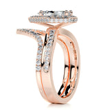 1.50 CT Pear Halo CVD F/VS Diamond Bridal Ring Set 17