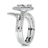 1.50 CT Pear Halo CVD F/VS Diamond Bridal Ring Set 7