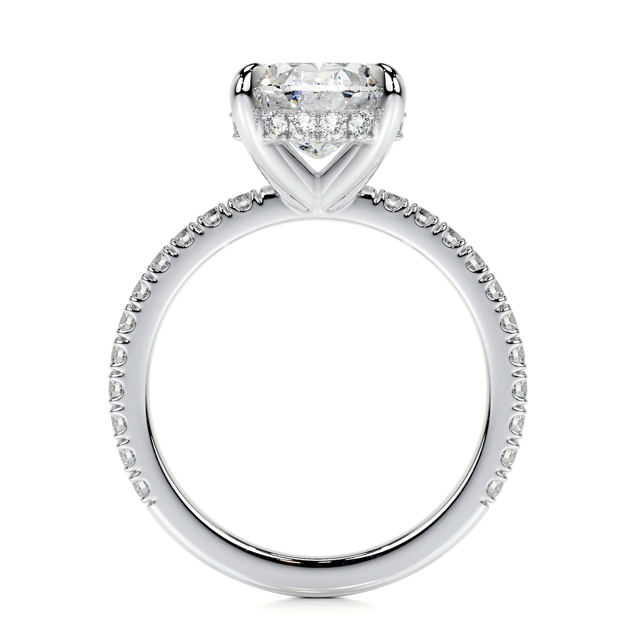 2.0 CT Oval Hidden Halo CVD E/VS2 Diamond Engagement Ring 5