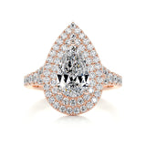 1.0 CT Pear Double Halo CVD F/VS2 Diamond Engagement Ring 12