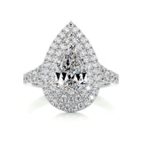 1.0 CT Pear Double Halo CVD F/VS2 Diamond Engagement Ring 1
