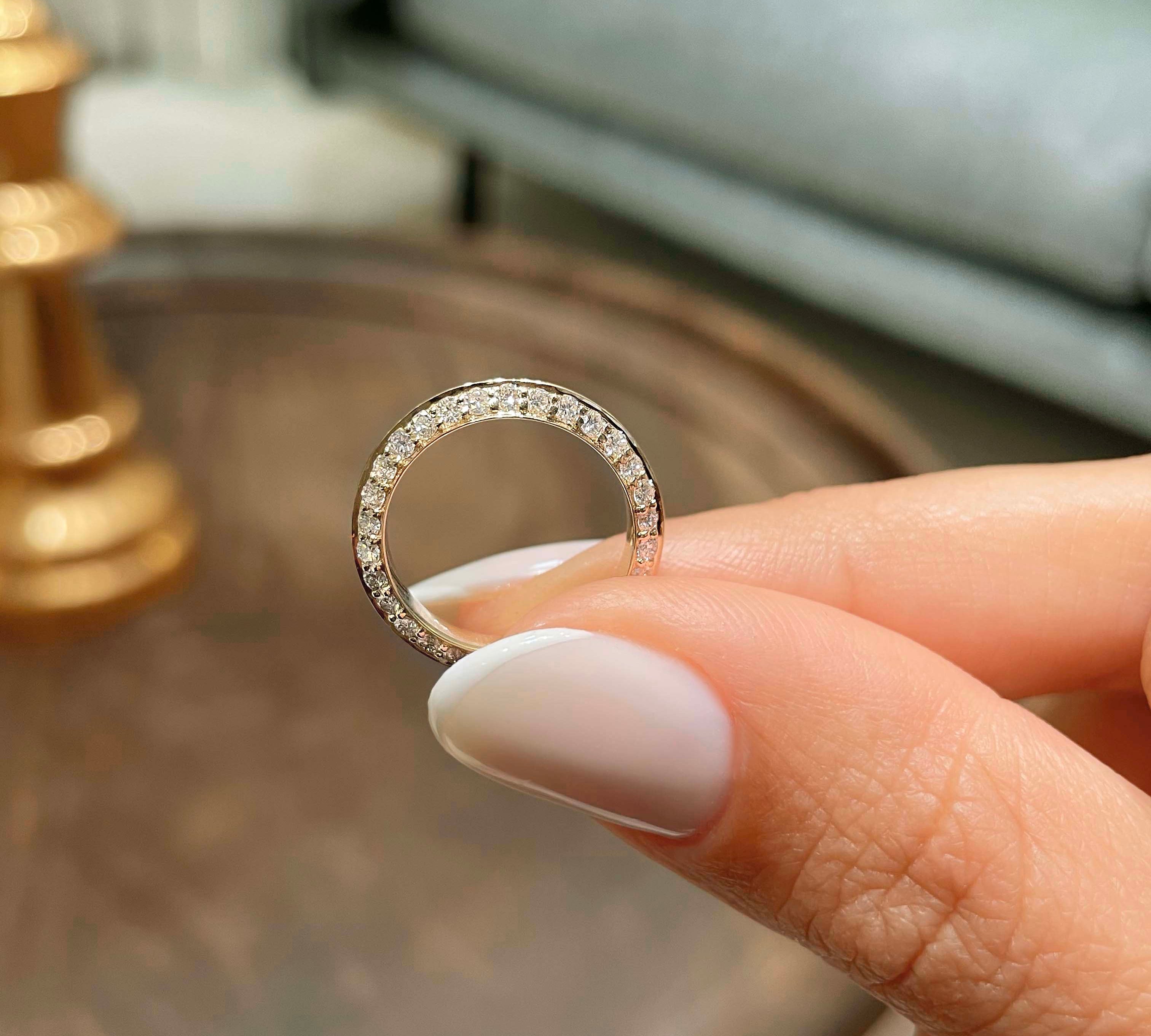 0.5 CT Round Full Eternity CVD EF/VVS Diamond Wedding Band 3