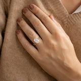 Oval Lab Grown Diamond Cathredal Style Engagement Ring
