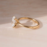Oval Lab Grown Diamond Cathredal Style Engagement Ring