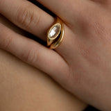 1.01 CT Antique Cut Moval Solitaire Lab Grown Diamond Engagement Ring