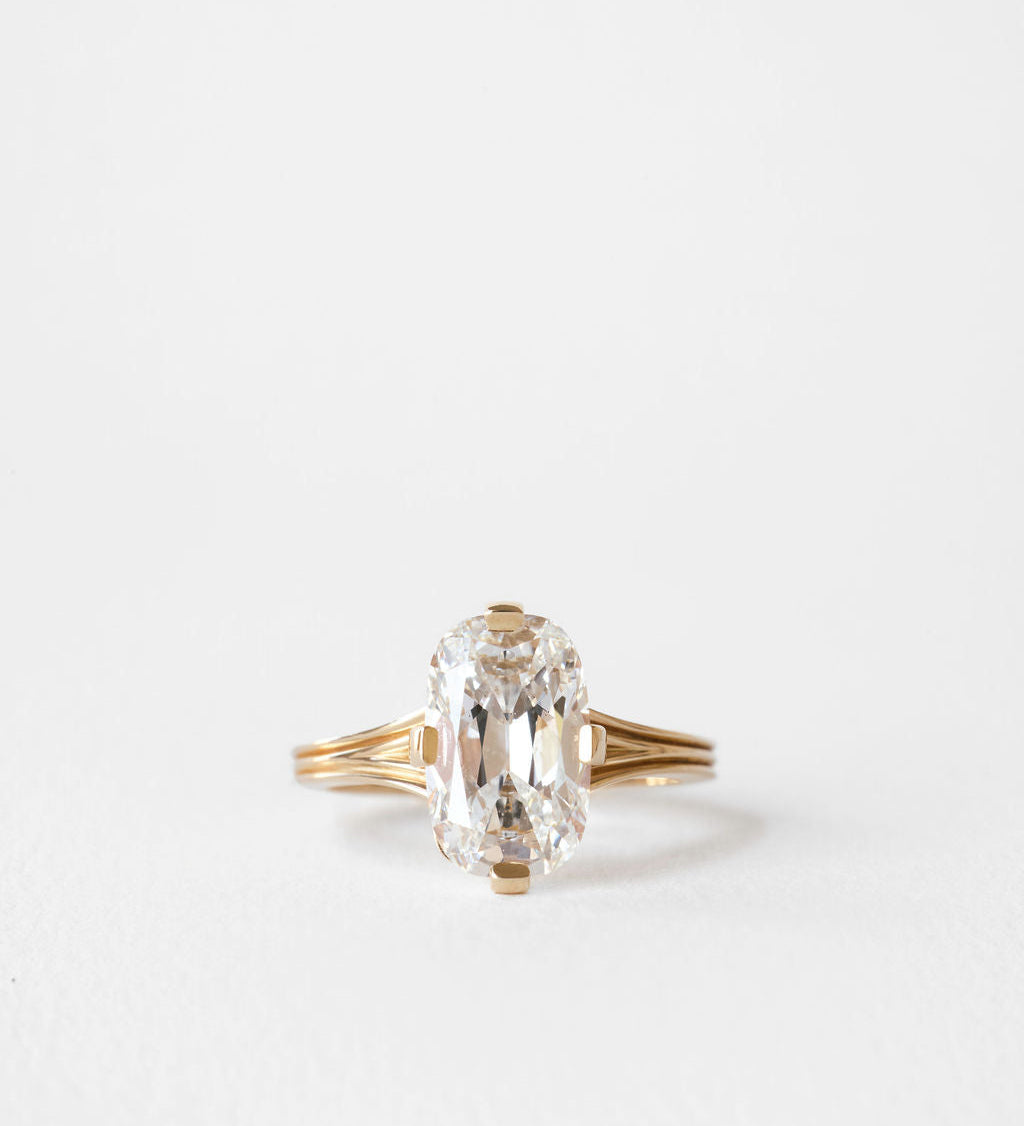 3.35 CT Antique Elongated Cushion Solitaire Lab Grown Diamond Engagement Ring