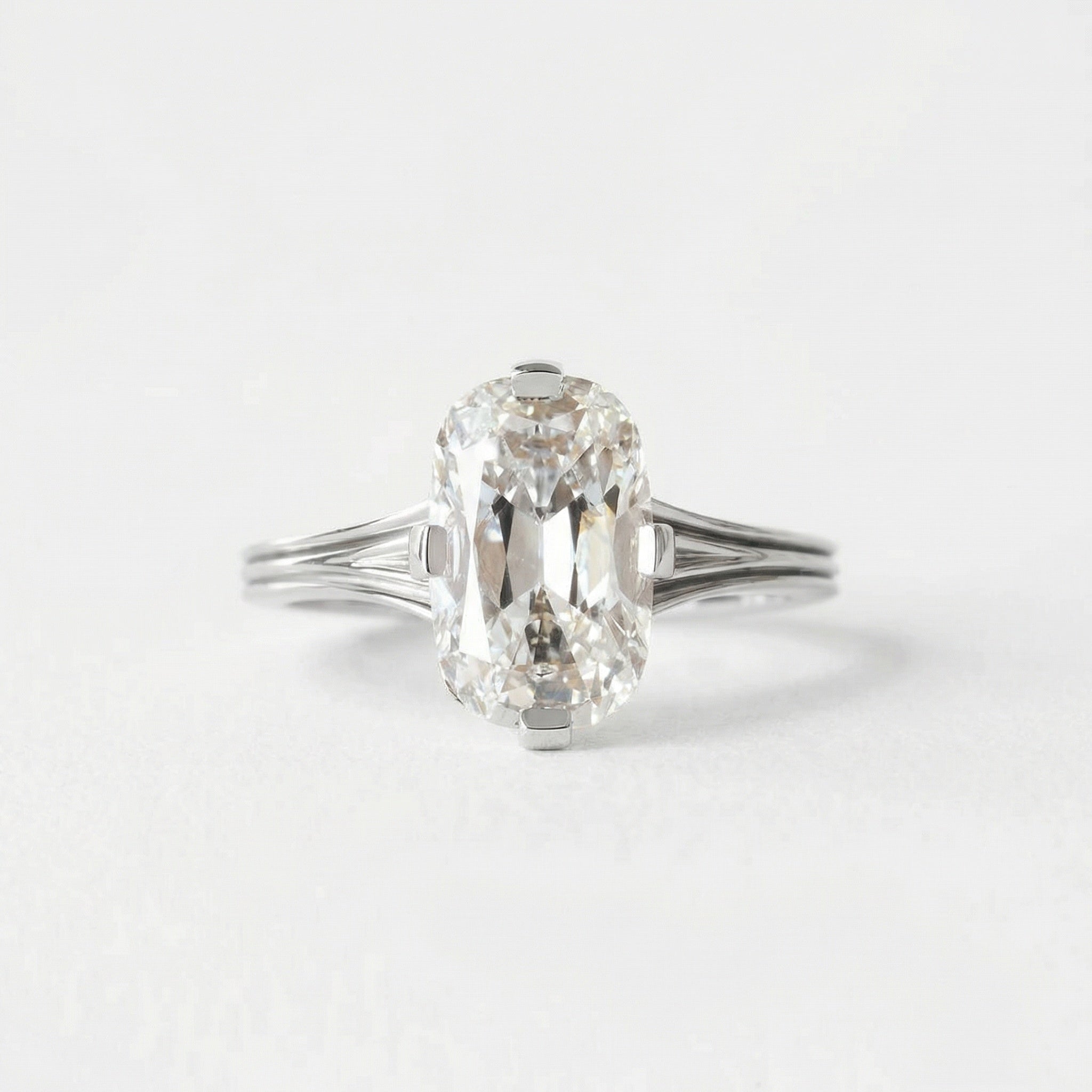 3.35 CT Antique Elongated Cushion Solitaire Lab Grown Diamond Engagement Ring