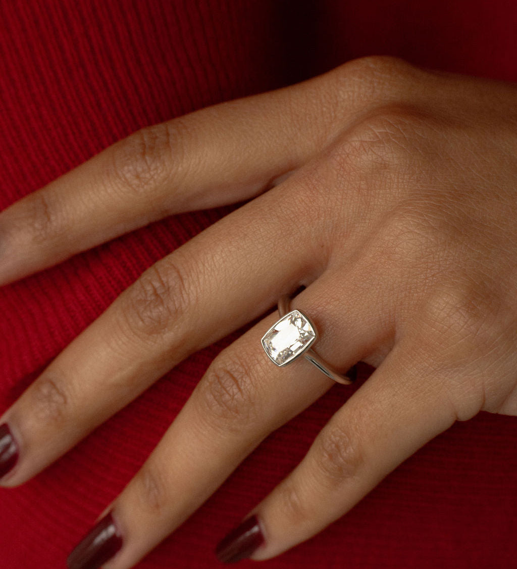 2.05 CT Antique Elongated Cushion Bezel Lab Grown Diamond Engagement Ring