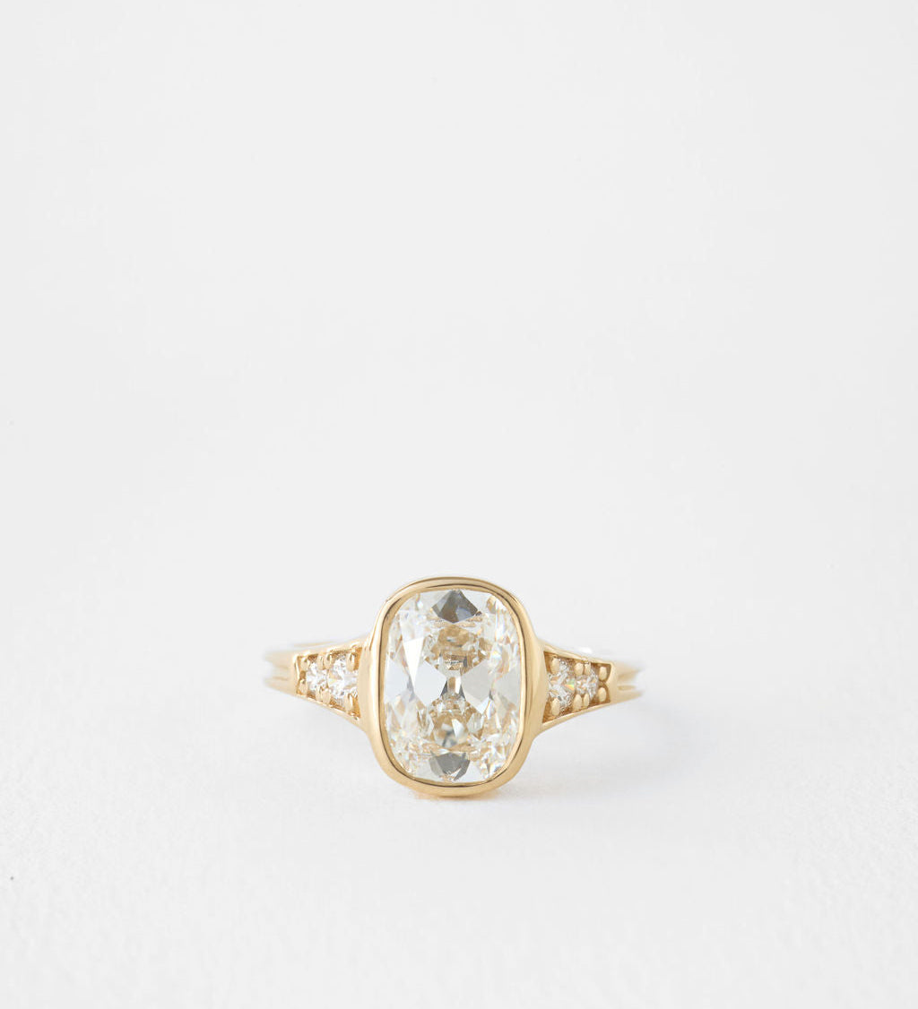 2.65 CT Antique Cushion Bezel Pavé Lab Grown Diamond Engagement Ring