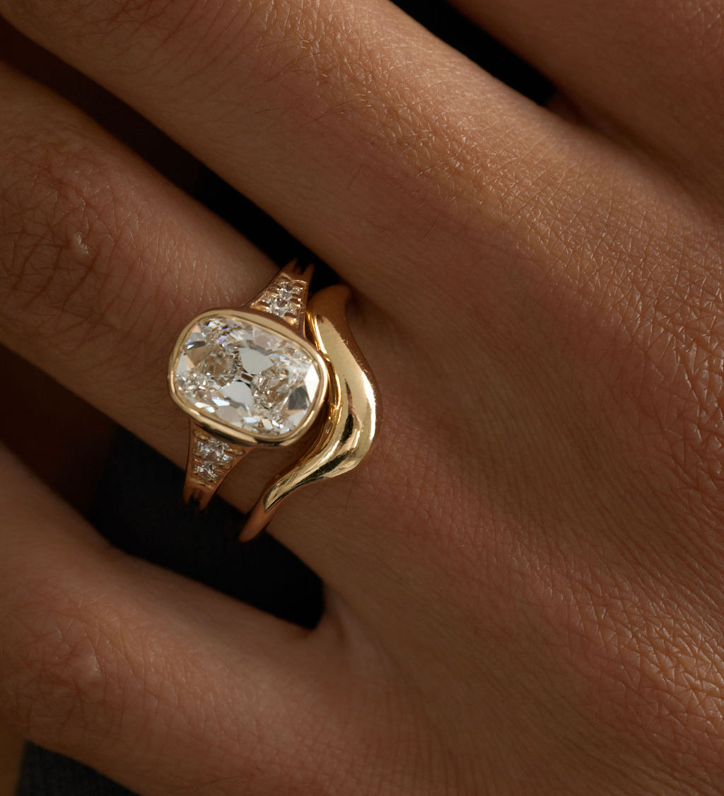 2.65 CT Antique Cushion Bezel Pavé Lab Grown Diamond Engagement Ring