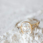 2.65 CT Antique Cushion Bezel Pavé Lab Grown Diamond Engagement Ring