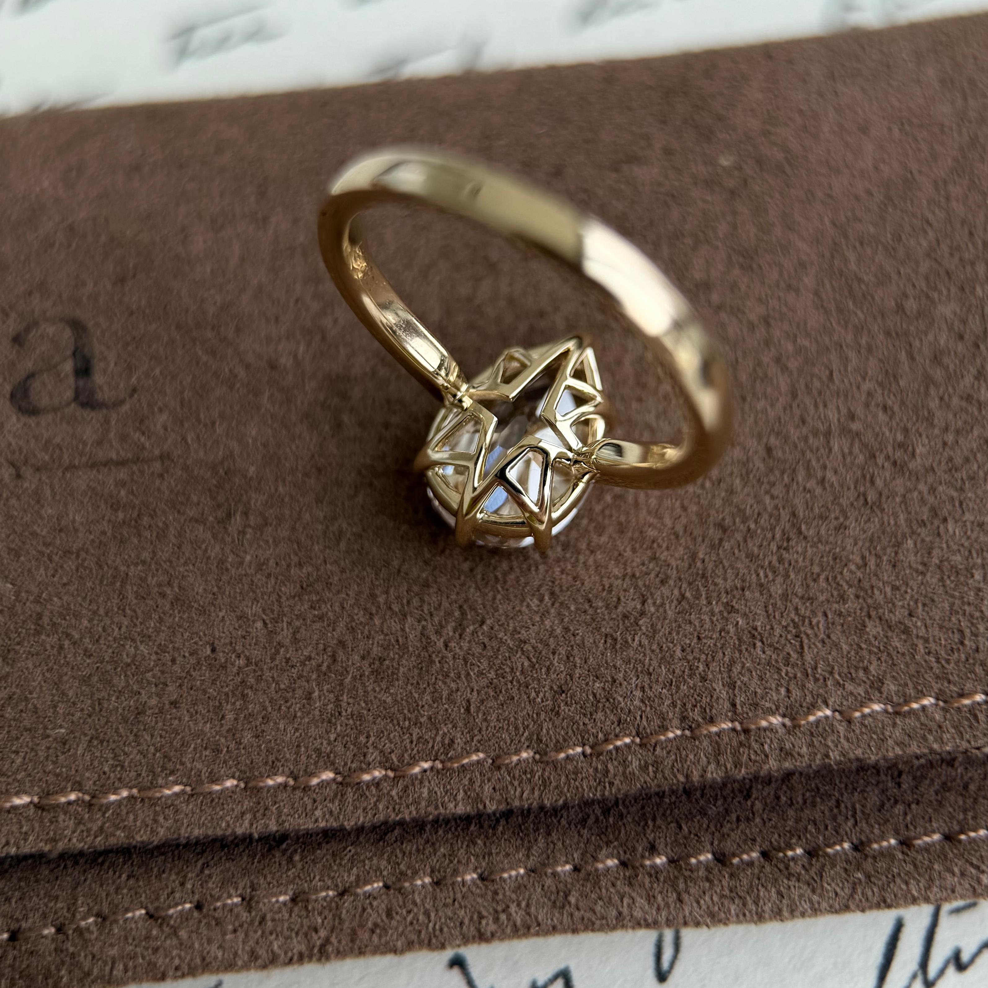 4 CT Pear Champagne Cut Lab Grown Diamond Engagement Ring