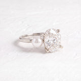 Ariana Grande – Inspired 5 Carat Oval Cut & Pearl Two Stone Lab Grown Diamond Engagement Ring