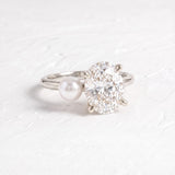 Ariana Grande – Inspired 5 Carat Oval Cut & Pearl Two Stone Lab Grown Diamond Engagement Ring