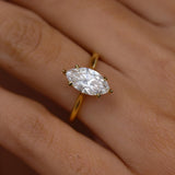 Marquise Lab Grown Diamond Hidden Halo Style Engagement Ring