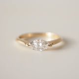 0.5 CT East West Marquise Shaped Solitaire Lab Grown Diamond Engagement Ring