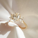 1.5 CT Oval Shaped Three Stone Lab Grown Diamond Engagement Ring