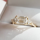 1.5 CT East West Emerald Shaped Three Stone Lab Grown Diamond Engagement Ring