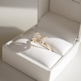 1 CT East West Emerald Shaped Solitaire Lab Grown Diamond Engagement Ring