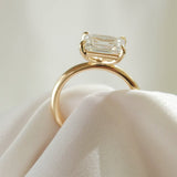 1 CT East West Emerald Shaped Solitaire Lab Grown Diamond Engagement Ring