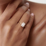 2 CT Emerald Shaped Half Bezel Lab Grown Diamond Engagement Ring