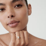 2 CT Emerald Shaped Half Bezel Lab Grown Diamond Engagement Ring