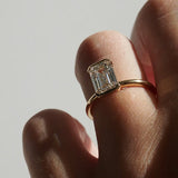 2 CT Emerald Shaped Half Bezel Lab Grown Diamond Engagement Ring