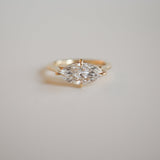 1.5 CT East West Marquise Shaped Solitaire Lab Grown Diamond Engagement Ring