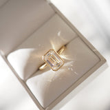 2.5 CT Emerald Shaped Bezel Lab Grown Diamond Engagement Ring