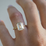 2.5 CT Emerald Shaped Bezel Lab Grown Diamond Engagement Ring