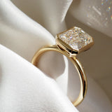 2.5 CT Emerald Shaped Bezel Lab Grown Diamond Engagement Ring