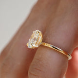 2.1 CT Oval Shaped Hidden Halo Lab Grown Diamond Engagement Ring
