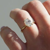 2.1 CT Oval Shaped Hidden Halo Lab Grown Diamond Engagement Ring