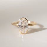 2.02 CT Oval Shaped Half Bezel Lab Grown Diamond Engagement Ring