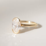 2.02 CT Oval Shaped Half Bezel Lab Grown Diamond Engagement Ring