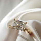 3.06 CT Emerald Shaped Solitaire Lab Grown Diamond Engagement Ring