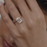 4.06 CT Emerald Shaped Solitaire Lab Grown Diamond Engagement Ring