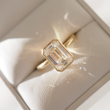 2.02 CT Emerald Shaped Bezel Lab Grown Diamond Engagement Ring